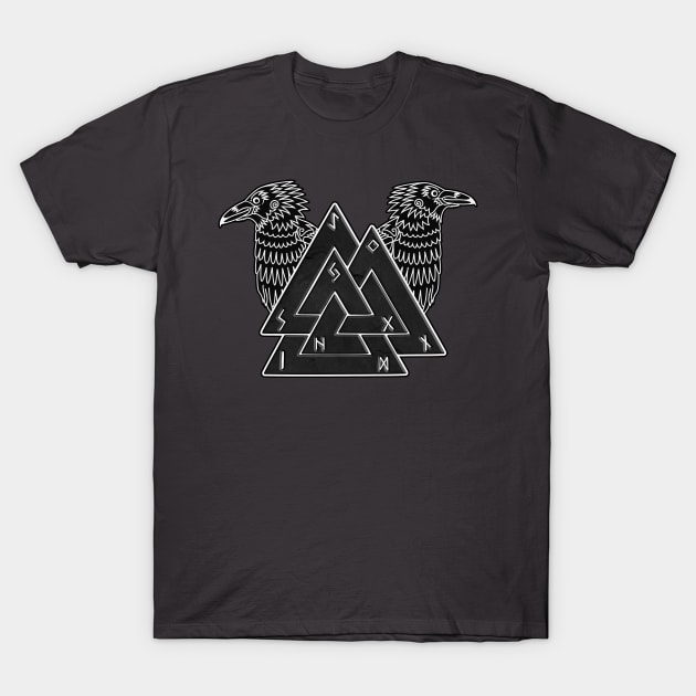 Valknut, Huginn and Muninn T-Shirt by NateArtDesign